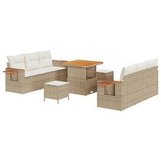 vidaXL Vidaxl - Set Divano Da Giardino 9 Pcs Beige E Panna 80 X 80 X 71 Cm