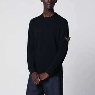 Stone Island Maglione girocollo blu navy a coste