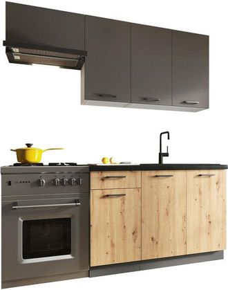 Usinestreet Conjunto De Cocina Trenton 172, 180x60cm, Encimera, Aglomerado Laminado, Led