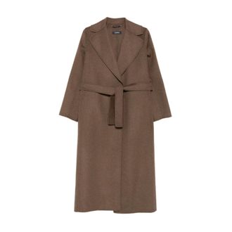 Max Mara Belted Coats, female, Brown, Size: 2XS Poldo Wool Coat