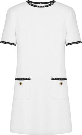 Moschino Shiftjurk met Zig Zag-rand - Dames - Korte kleedjes - Wit - S - Wol - Kleedjes