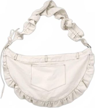 Esth&eacute; Womens Ruffle Denim Crossbody Bag In Cream