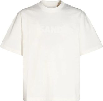 Jil Sander Wit katoenen T-shirt met print op de voorkant - Heren - T-shirts - Wit - L - Katoen - Tops