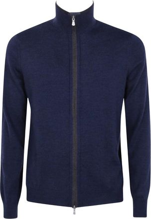 Gran Sasso Chaqueta larga con cremallera - Knitwear - Hombre - Azul - 3XL