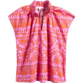 Sugarlips Ikat Ruffle Trim Top in Pink-Orange at Nordstrom, Size 3 X