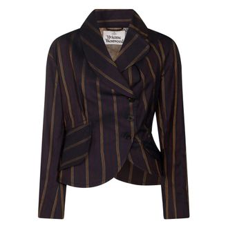 Vivienne Westwood Blazers, female, Brown, Size: 2XS Cotton Striped Jacket