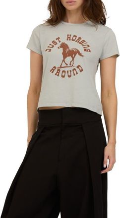 Project Social T Just Horsing Around Graphic Tee in Moonstone at Nordstrom, Size X-Small