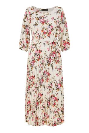 Yumi White Long Sleeve Floral Maxi Dress 16 White