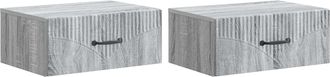 vidaXL Mesita De Noche De Pared 2 Uds. Gris Sonoma 49 X 34,5 X 20 Cm Vidaxl