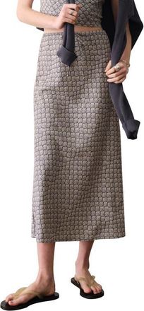 Marine Layer Avery Hemp Blend Midi Skirt in Navy Seashell at Nordstrom, Size X-Large