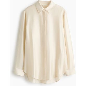 H&M Long Shirt in Light Beige at Nordstrom, Size Xx-Small