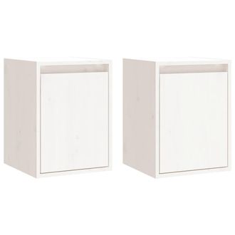 vidaXL Vidaxl - Armario De Pared 2 Uds Madera Maciza De Pino Blanco 30x30x40 Cm
