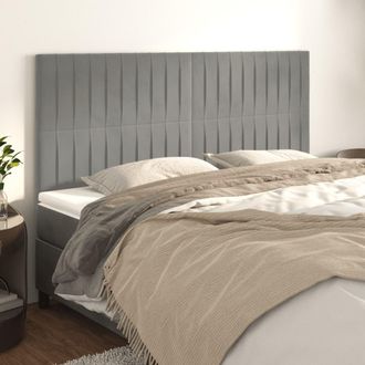 vidaXL Vidaxl - Cabeceros 4 Unidades De Terciopelo Gris Claro 100x5x78/88 Cm