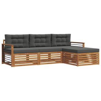 vidaXL Conjunto De Sof&aacute;s De Exterior Con Coj&iacute;n Natural Y Antracita Vidaxl