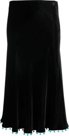 Roberto Cavalli beaded-trim high-waisted skirt - women - Silk/Viscose - 42 - Black