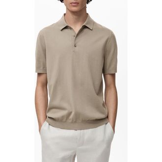 Mango Solid Cotton Polo Sweater in Dark Green at Nordstrom, Size X-Large