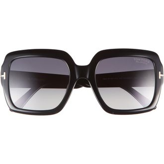 Tom Ford Kaya 54mm Polarized Gradient Square Sunglasses in Shiny Black/Eco/Polar at Nordstrom Rack