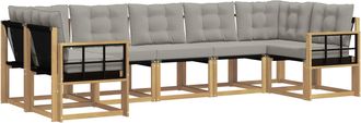 vidaXL Conjunto De Sof&aacute;s De Exterior 7 Uds. Blanco Y Gris Claro Vidaxl