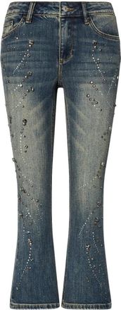 Liu Jo Bootcut Jeans met Juweelborduurwerk - Dames - Cropped Jeans - Blauw - W27 - Katoen - Jeans