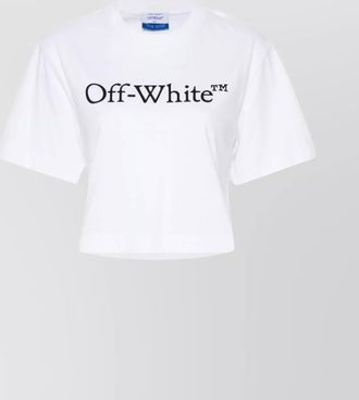 Off-white cotton logo print cropped t-shirt