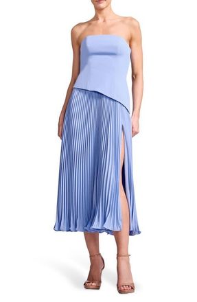 Dress The Population Kacey Strapless Midi Dress in Sky at Nordstrom, Size Xx-Large