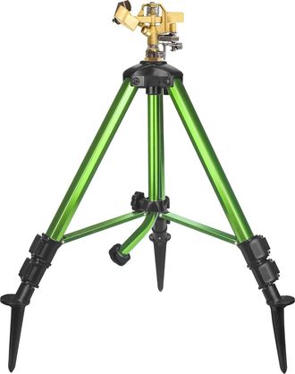 No Brand Aspersor De Impacto Sobre Tr&iacute;pode Con Pasadores - Aspersor De &Aacute;rea Amplia De 360 Grados Con Patas De Extensi&oacute;n - Cabezal Rociador De Lat&oacute;n Ajustable Y