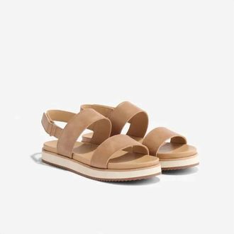Nisolo Womens Go-To Flatform 2.0 Leather Sandal In Almond