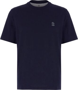 Brunello Cucinelli Casual Katoenen T-Shirt voor Mannen - Heren - T-shirts - Blauw - L - Katoen - Tops