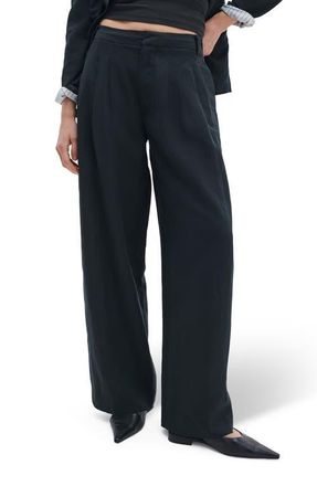 Rag & Bone Chappell High Waist Wide Leg Pleat Pants in Black at Nordstrom, Size 10