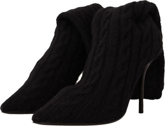 Dolce & Gabbana Womens Black Stretch Socks Knee High Booties Shoes Fabric