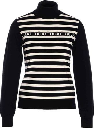 Liu Jo Black And White Striped Long Sleeves Top