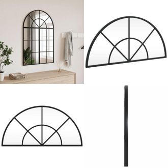 vidaXL Specchio da Parete Nero 60x30 cm Arco in Ferro - Specchio in vetro - Specchio a muro
