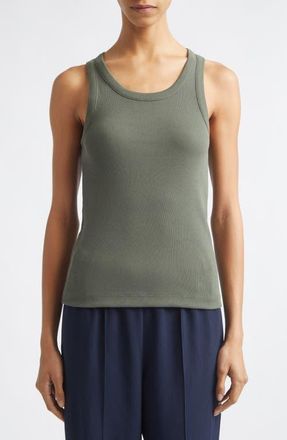 Vince Scoop Neck Rib Tank in Pine Grove at Nordstrom, Size Xx-Small