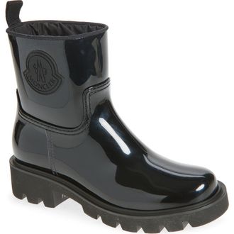 Moncler Kickstream Waterproof Rain Boot in Glossy Black at Nordstrom, Size 11Us