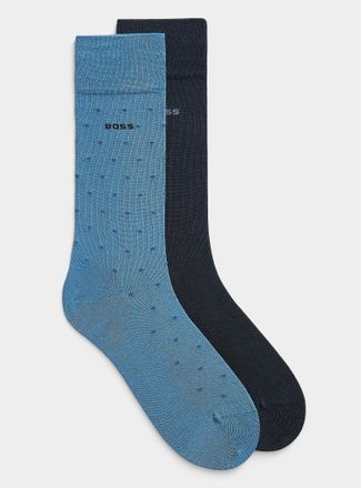 BOSS Mens Solid/dot bamboo dress socks 2-pack