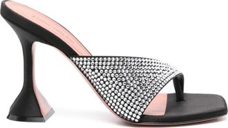Amina Muaddi 95mm Shiona sandals - women - Rhinestone/Calf Leather/Satin/Calf Leather/Rubber - 38 - Black