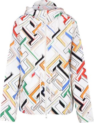 Tommy Hilfiger White Geometric Nylon Jacket