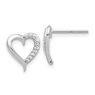 Diamond2Deal 14k Gold 1/10 Ct Lab Grown Diamond Heart Stud Earrings