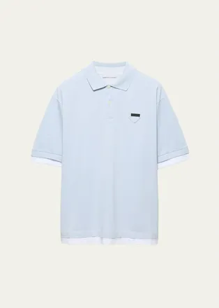 Prada Mens Double-Layer Polo Shirt