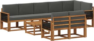 vidaXL Conjunto De Sof&aacute;s De Exterior 9 Uds. Natural Y Antracita Vidaxl