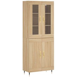 vidaXL Aparador Alto Madera Contrachapada Color Roble 69,5x34x180 Cm Vidaxl