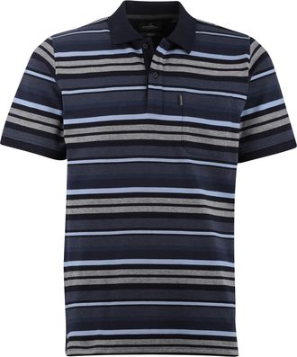 Casamoda Poloshirt Casa Moda blauwe strepen 2 knoops