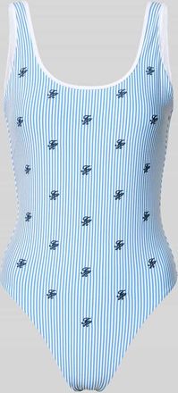 Tommy Hilfiger Badeanzug mit Logo-Stitching in Blau, Gr&ouml;&szlig;e XL