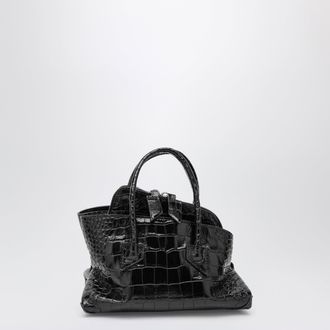 The Attico La Passeggiata Mini black crocodile-print leather bag