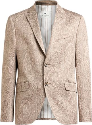 Etro single-breasted jacquard blazer - men - Cotton - 48 - Neutrals