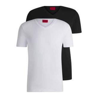 HUGO BOSS Hugo Mens 2 Pack of V-Neck T-Shirts in Multi colour - Multicolour Cotton - Size X-Large