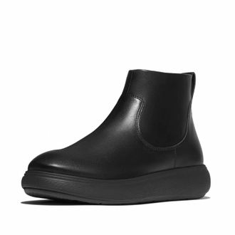 FitFlop Womens Iq-Comff Leather Zip Ankle Boots In All Black