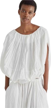 Meimeij Blusa a palloncino plissettata - Dames - Blouses - Wit - 2XL - Overhemden