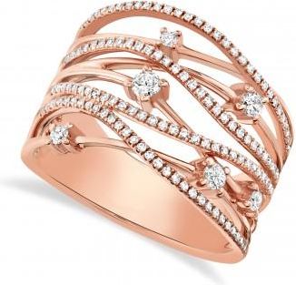 Allurez Diamond Accented Bridge Ring 14k Rose Gold (0.49ct)