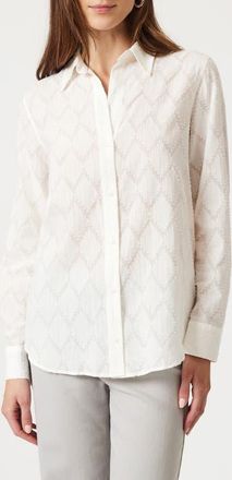 Mavi Clip Dot Diamond Cotton Button-Up Shirt in Antique White at Nordstrom, Size X-Small